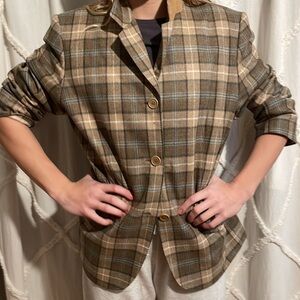 Faconnable wool & cashmere blend blazer with collar lined suede & elbow patches